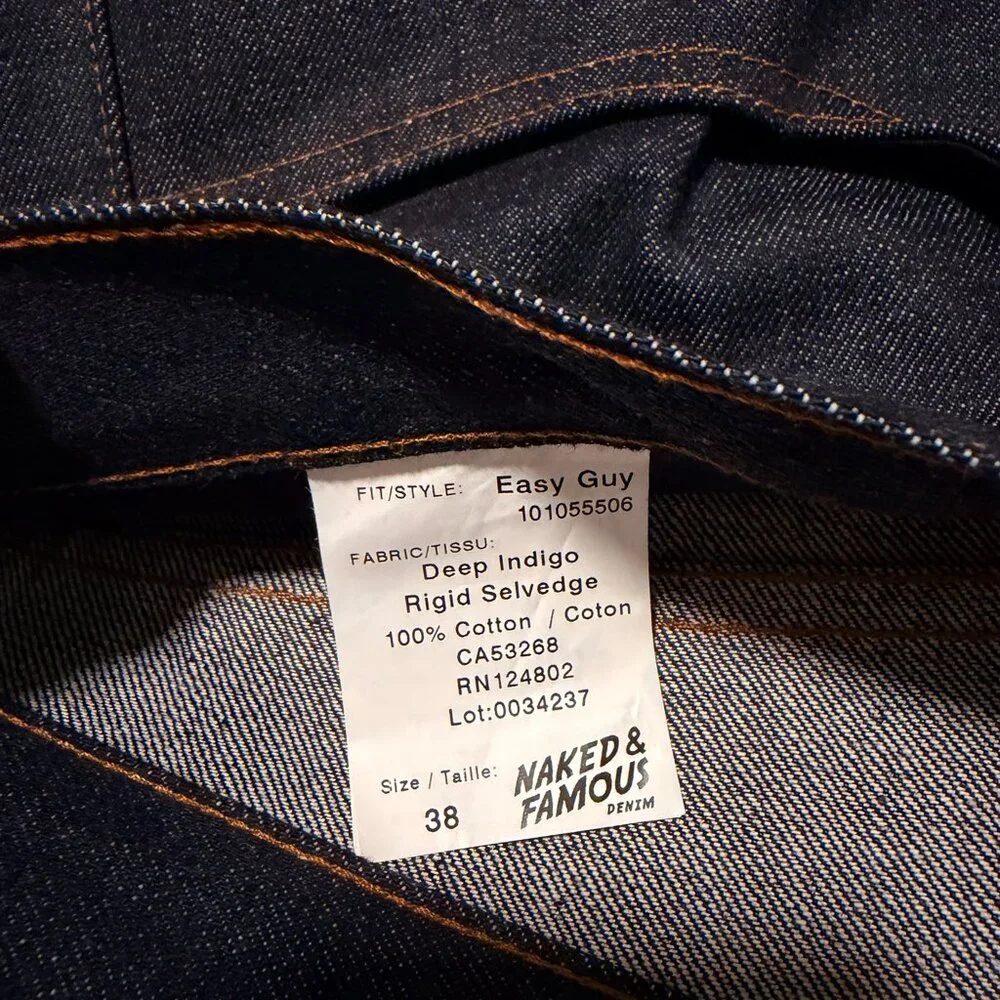 Deep Indigo Rigid Selvedge Sz38x28 NWOT - Picture 3 of 4